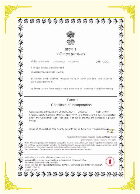 Certificate Of incorporation